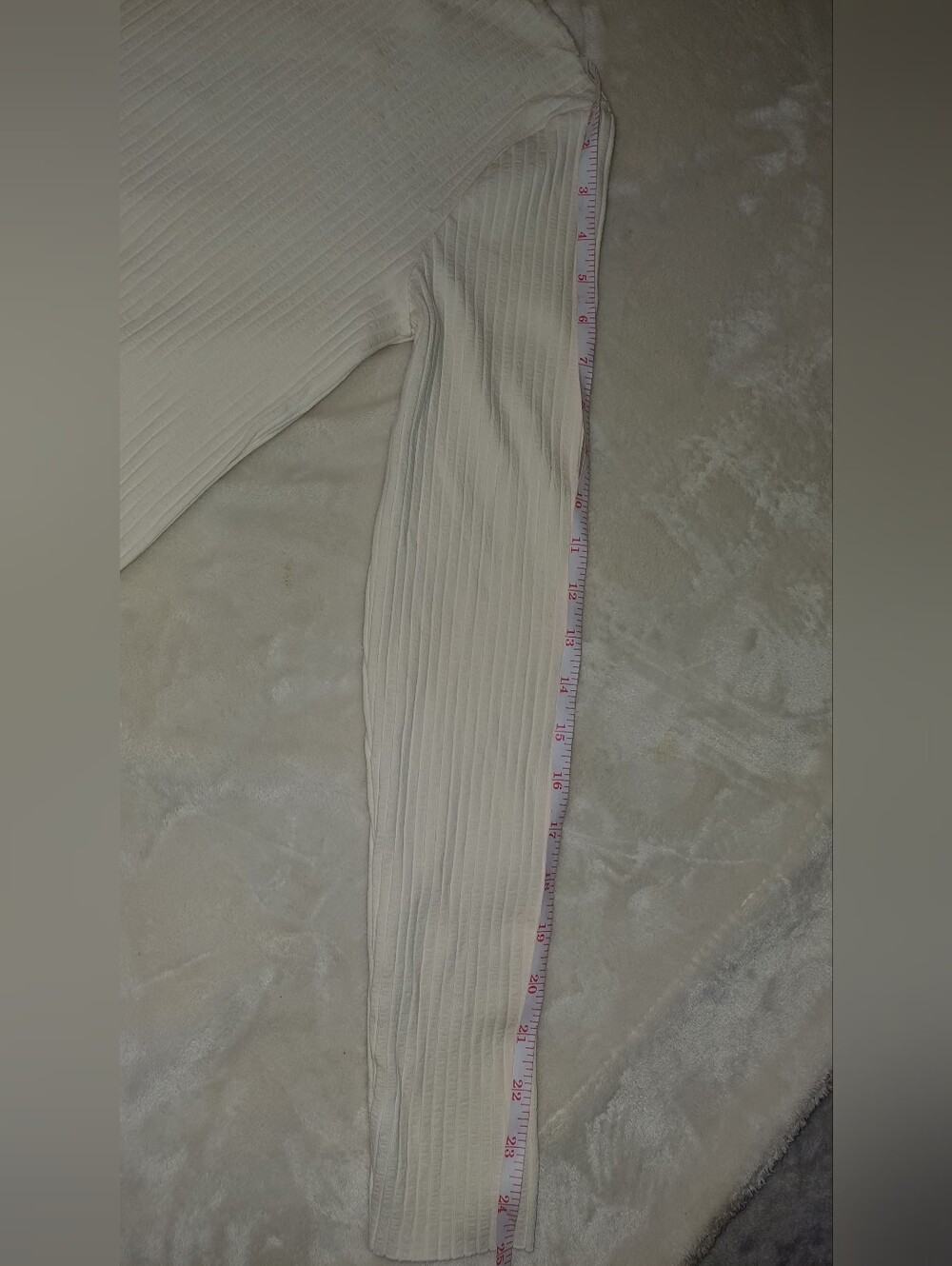 ZARA Ribbed Turtleneck Crop Sweater/Or Long Sleeve Top Cream Size L NWT - Picture 7 of 10
